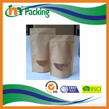 Kraft Paper Stand up Pouch with Bottom Gusset and Window